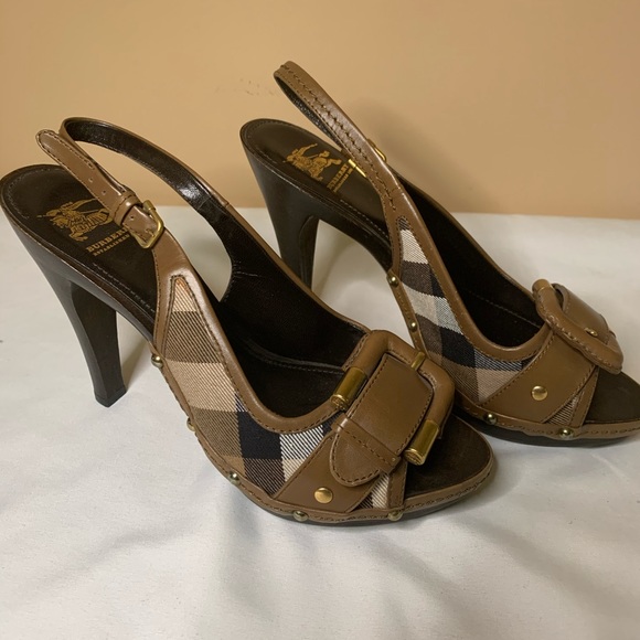 Burberry sling back open toe platform heels - Picture 1 of 6